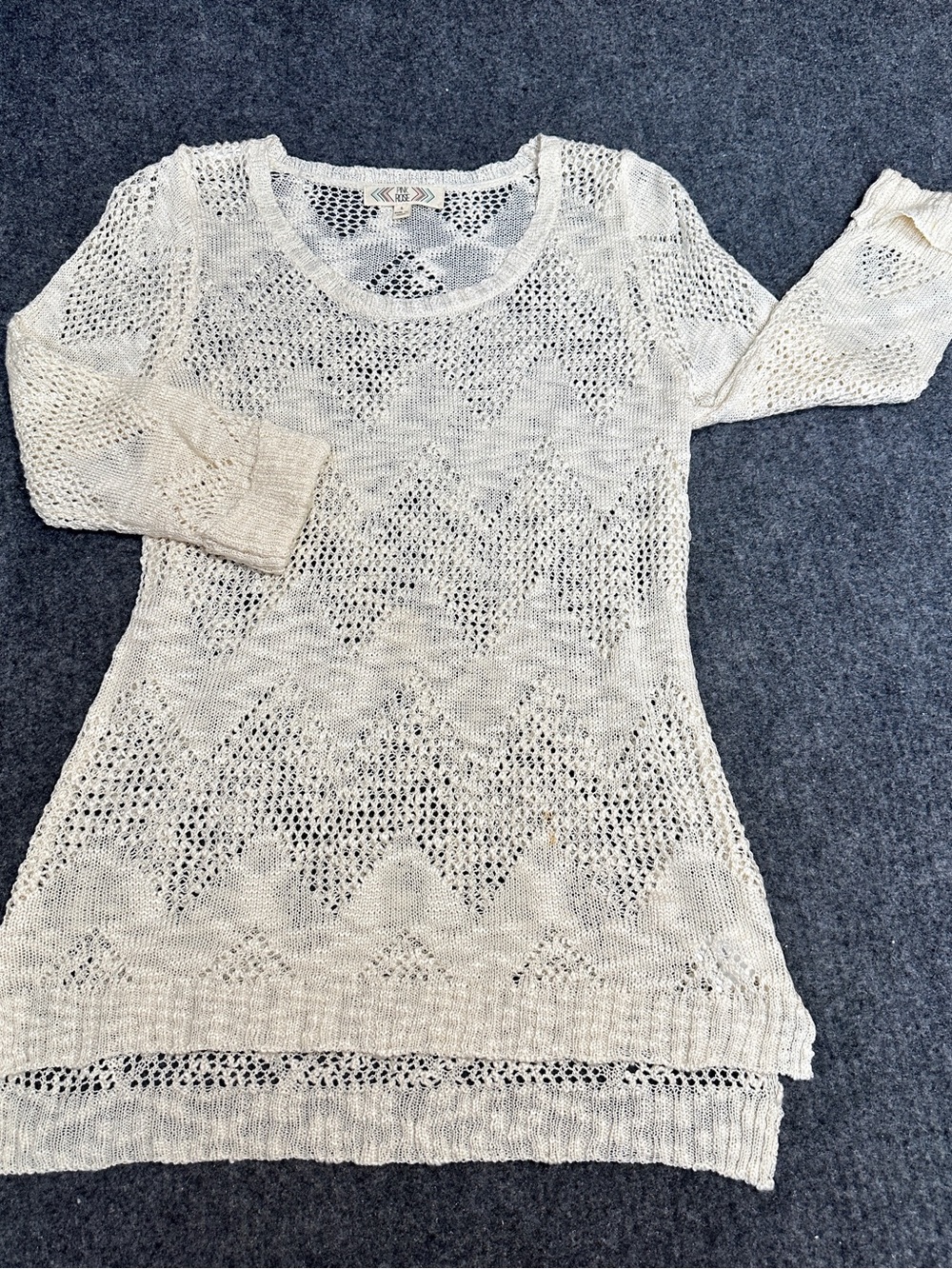 Pink Rose crochet knit tunic sweater